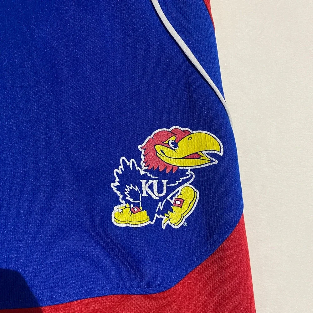Adidas Kansas Jayhawks Mens Basketball Shorts Blue Red KU NCAA - Picture 2 of 9